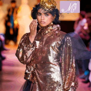 Ein elegantes Abend- und Partykleid in glänzendem Gold-Fisch-Design – Bild 3