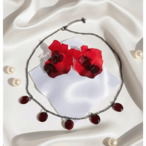 30.Eleganz – Das 2-teilige Schmuckset „Rote Blüte“