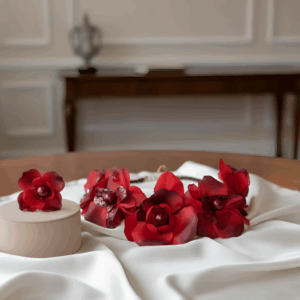 32./2Teiliges Kristallschmuckset Rote Blume.