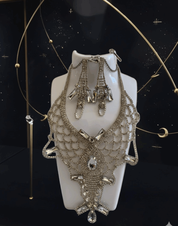 * 3-teiliges Set: Elegants Halskette + Ohrringe
